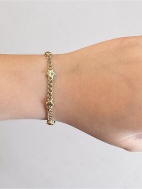 10K Gold Clover Link Bracelet -